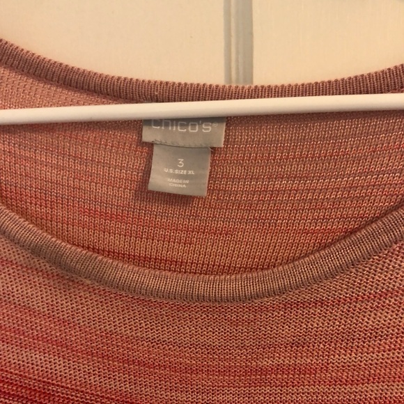 NWOT Chico’s Long Sleeve Red and pink striped Shirt - Picture 2 of 2